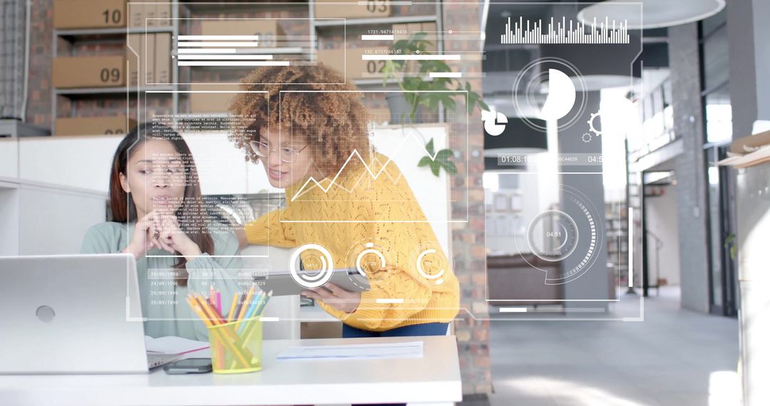 Diverse Business Team Engaging with Digital Financial Analytics in Modern Office