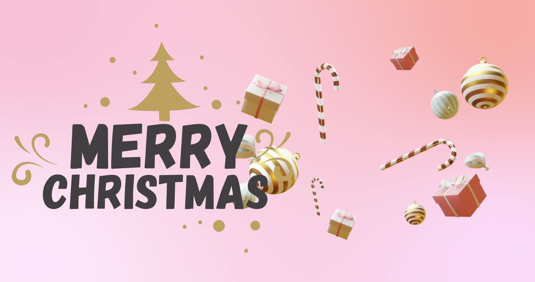 Stylish Christmas Greeting with Floating Decorations