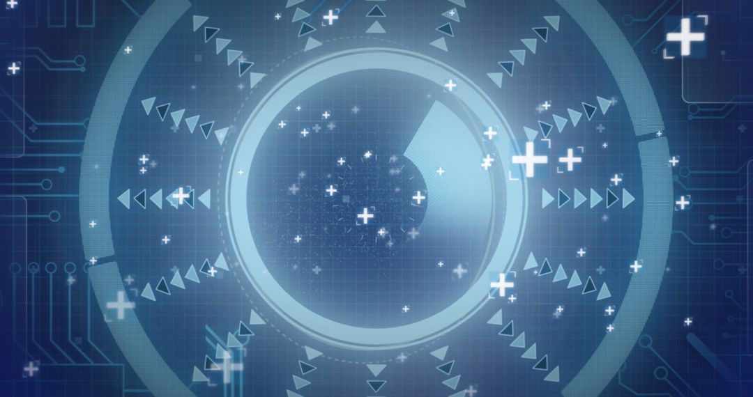 Futuristic Computer System Scanning Data with Symbols