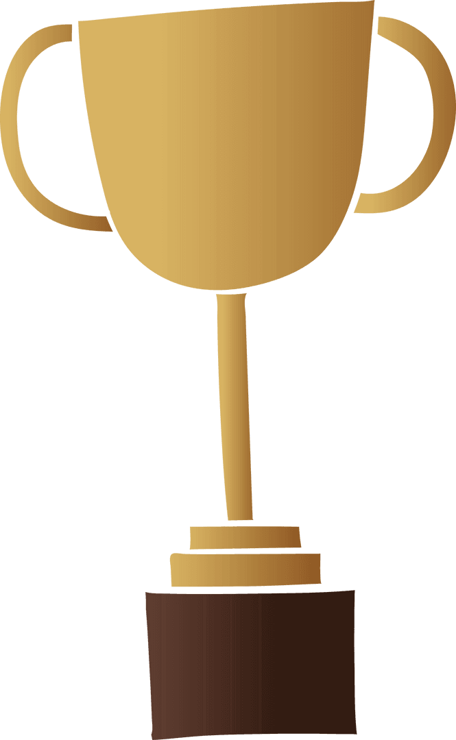 Golden Trophy Cup with Handles on Transparent Background
