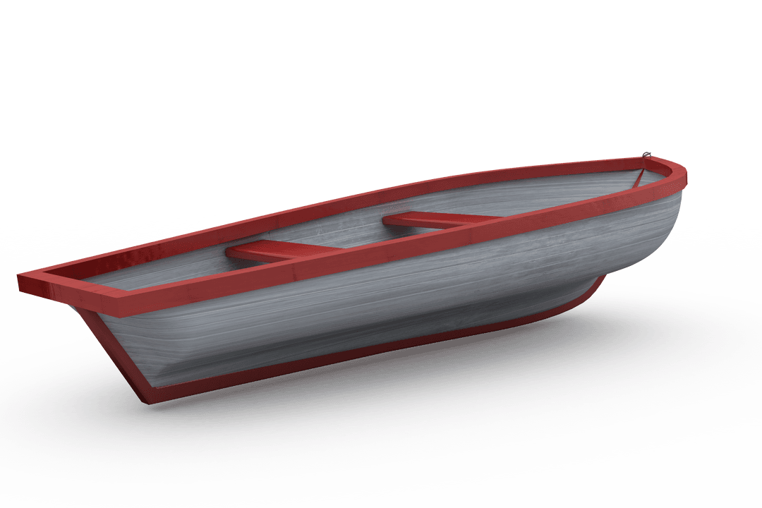 Red and White Boat with Transparent Background