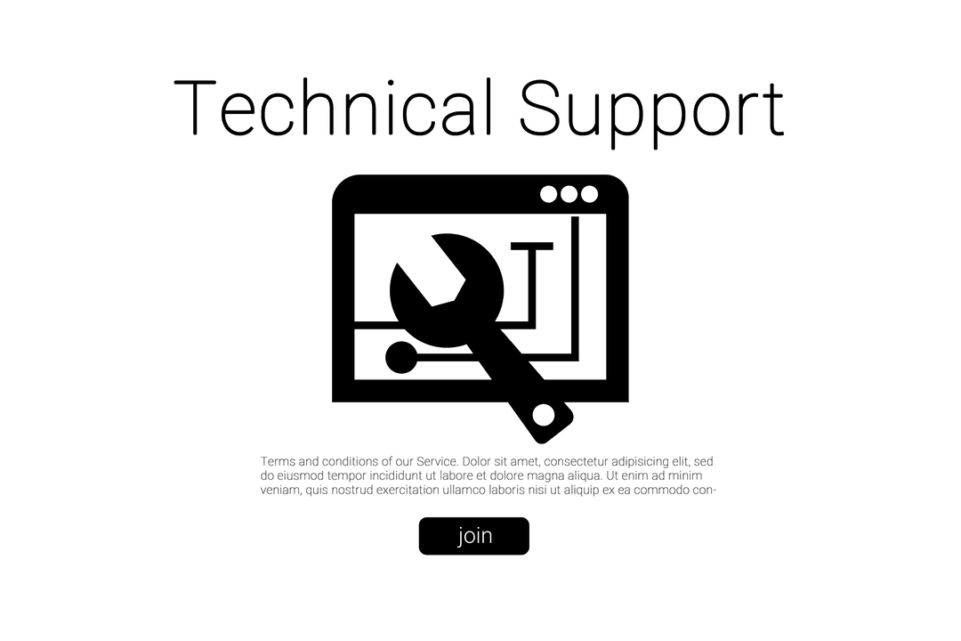 Black Wrench with Transparent Background for Technical Support Use