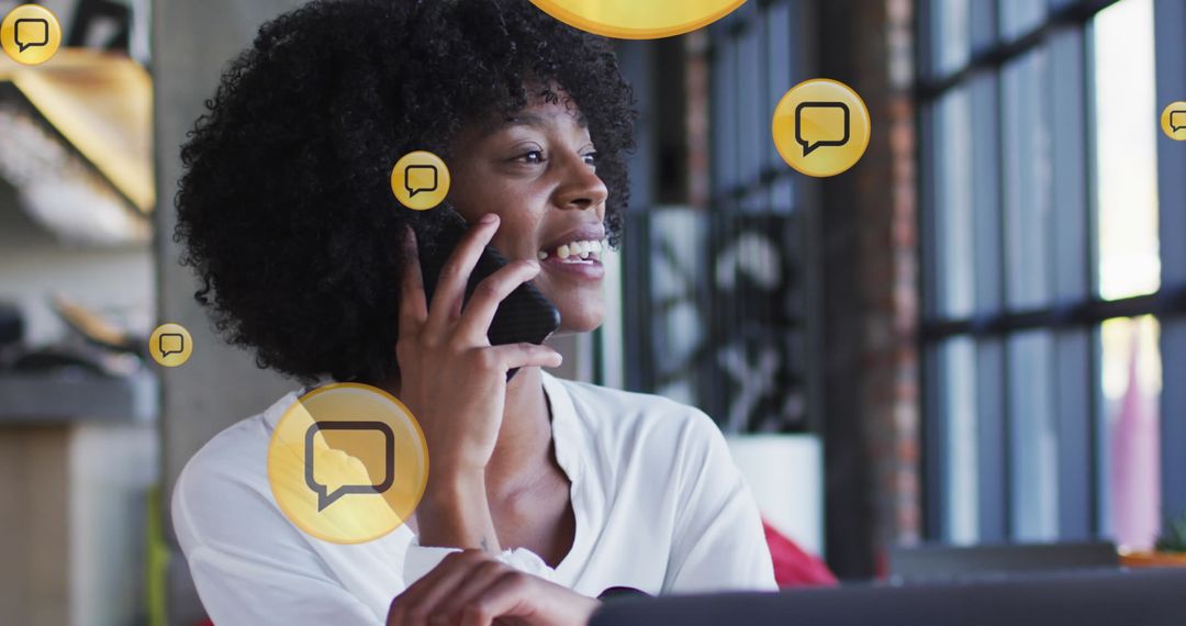 African American Businesswoman Engaging in Mobile Communication