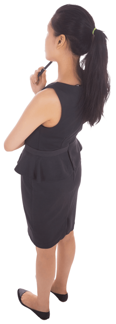 Transparent Visual of Businesswoman Contemplating in a Black Attire