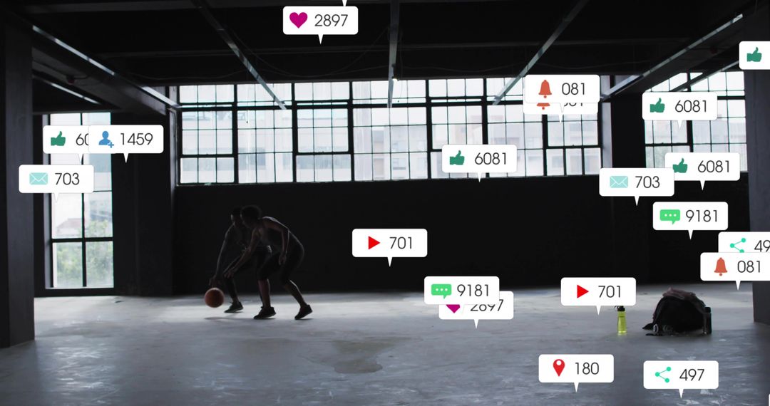 Urban Basketball Game in Industrial Setting with Social Media Notifications