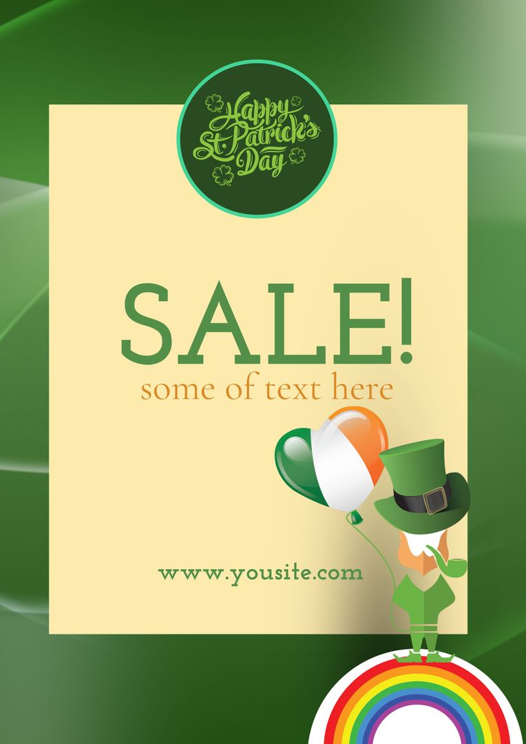 St. Patrick’s Day Sale Promotion with Leprechaun and Balloons