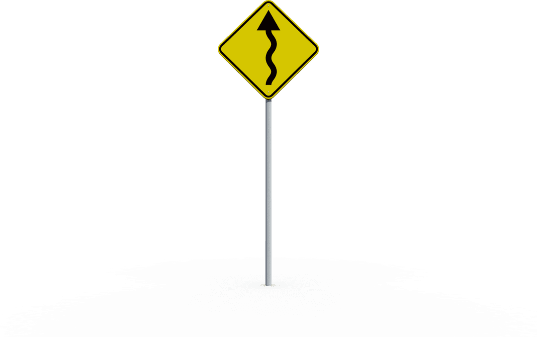 Transparent Road Sign with Curved Arrow for Directions Use