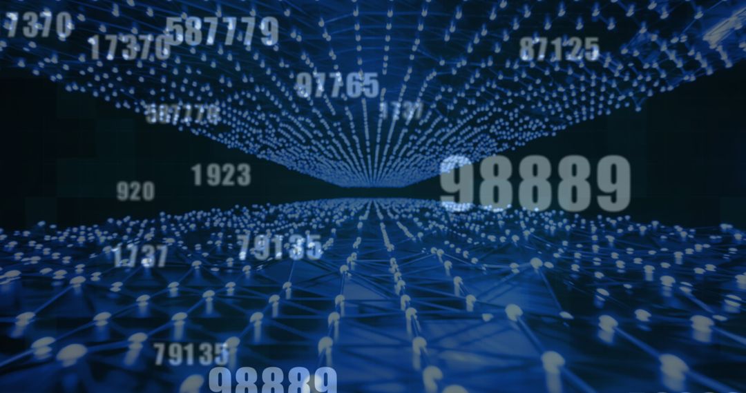 Digital Data Flow on Blue Network Grid with Rapid Connections