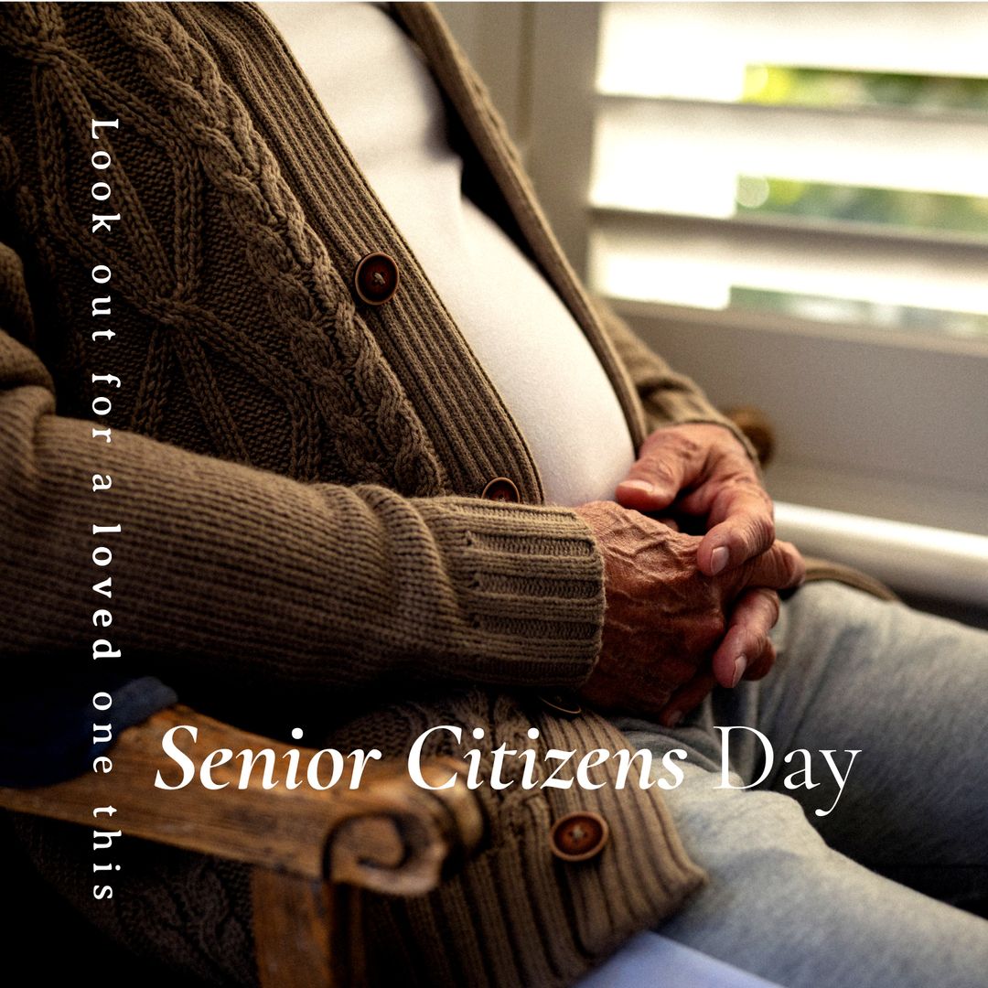 Elderly Man Relaxing at Home for Senior Citizens Day