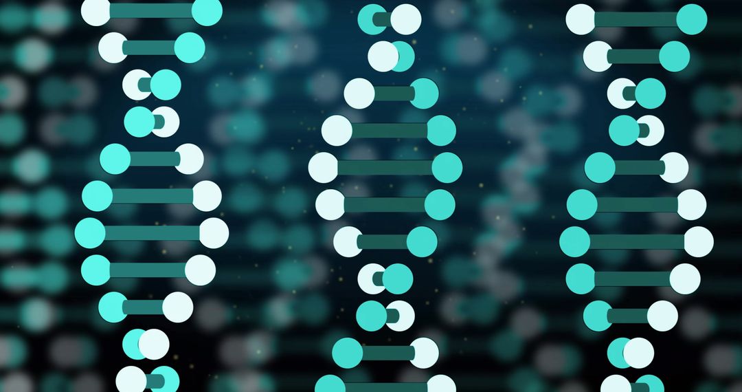 Abstract Genetic DNA Strands on Dark Digital Background
