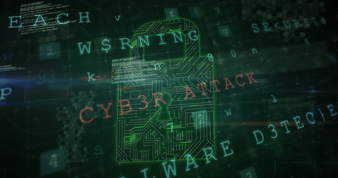 Digital Security Concept with Padlock and Cyber Attack Warning