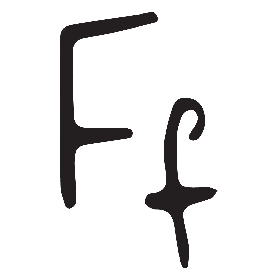 Stylized F in Large and Small Sizes on Transparent Background