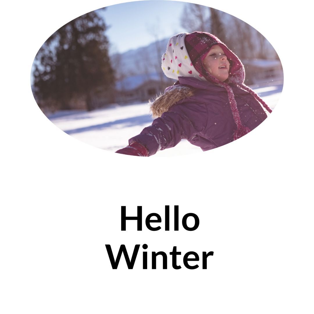 Hello winter text on white with happy caucasian boy wearing winter clothes outside at christmas - Download Free Stock Templates Pikwizard.com