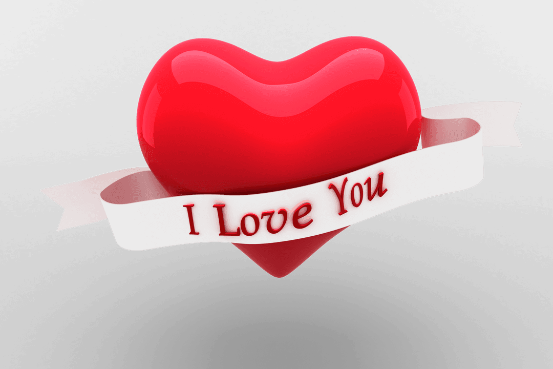 Transparent Red Heart with I Love You Text Illustration