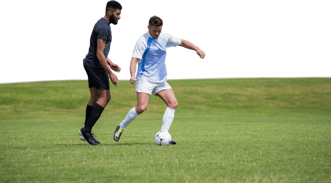 Dynamic Football Match Play with Diverse Players on Transparent Background