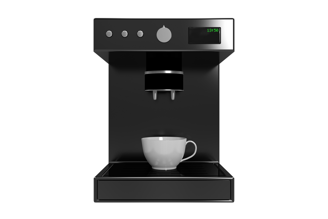 Modern Black Coffee Maker Machine with Digital Display on Transparent Background - Download Free Stock Images Pikwizard.com