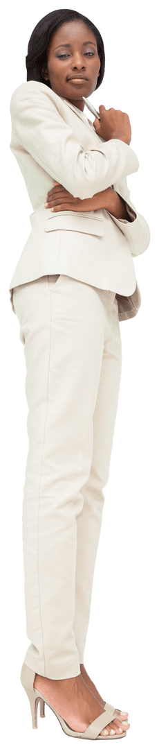 Confident African American Businesswoman Compwhetheristent Stand on transparent Background