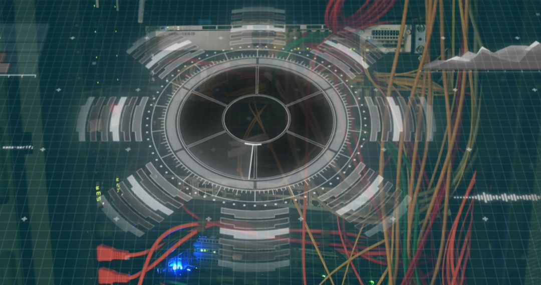 Futuristic Digital Interface with Circuitry Overlay