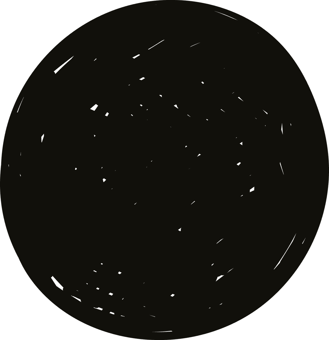 Opaque Black Hand Drawn Circle on Transparent Background