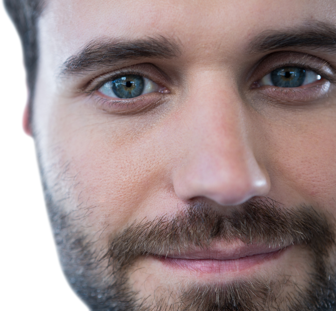 Close-Up of Man with Blue Eyes and Transparent Background - Download Free Stock Images Pikwizard.com