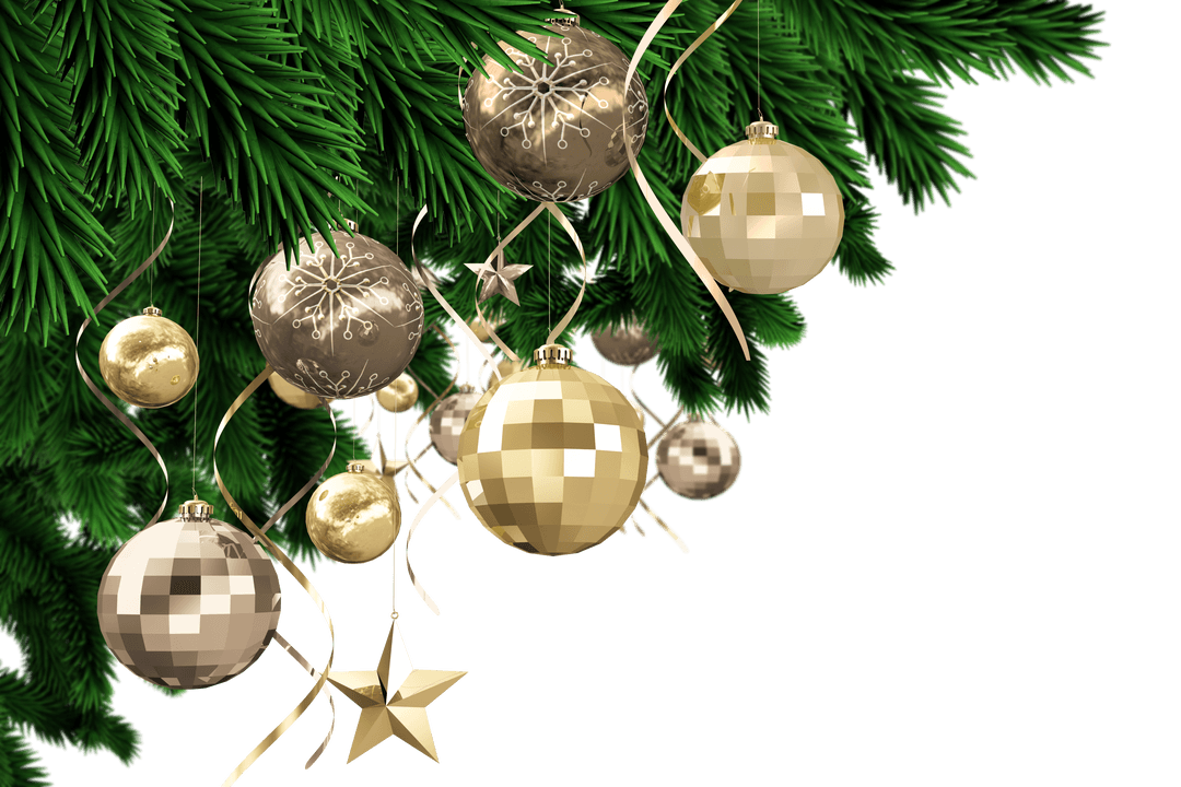 Transparent Christmas Ornaments and Pine Branch Décor