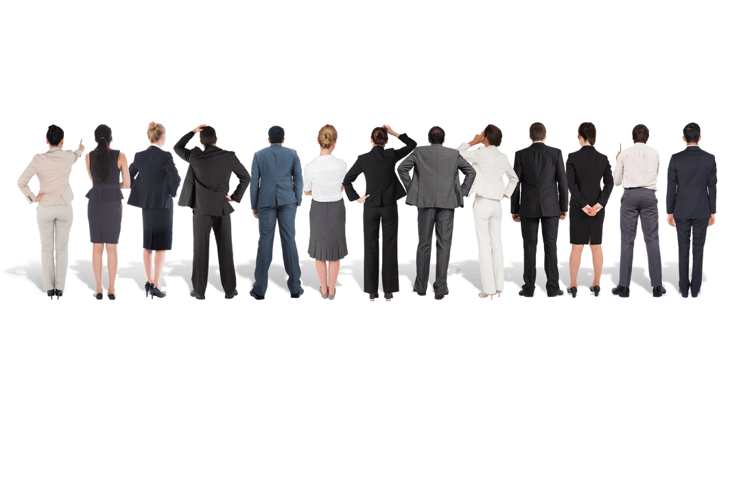 Transparent Background Business Team Facing Forward Together