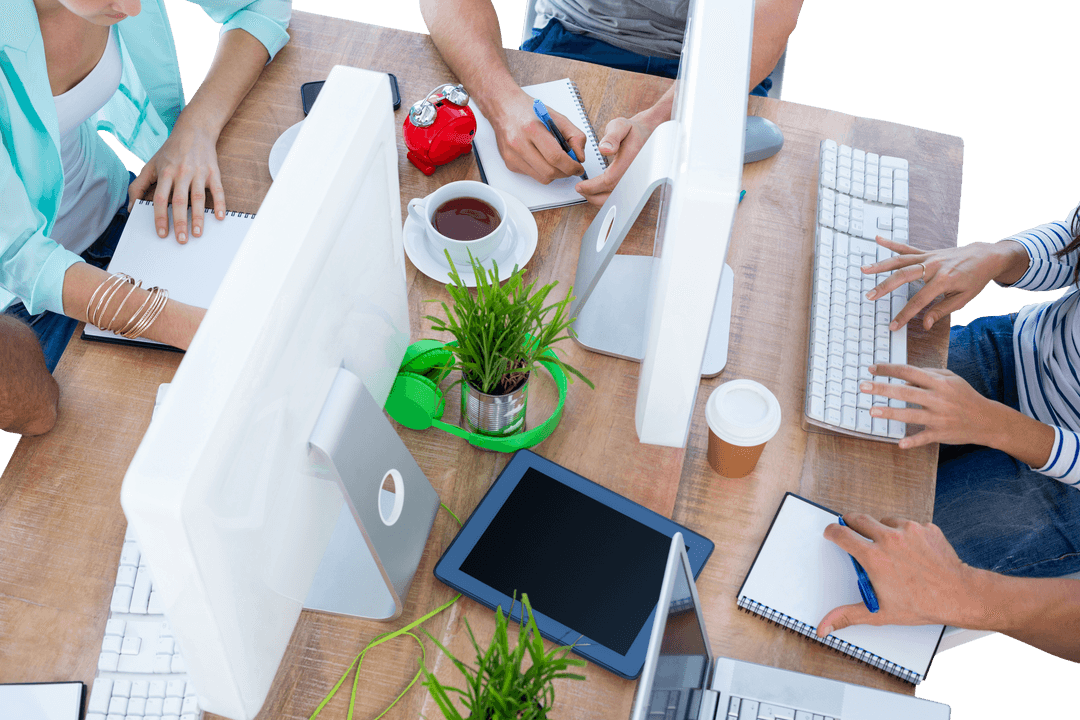 Transparent Office Team Collaboration from Above Perspective