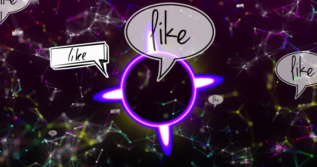 Abstract Digital Network with Like Symbols on Dark Background