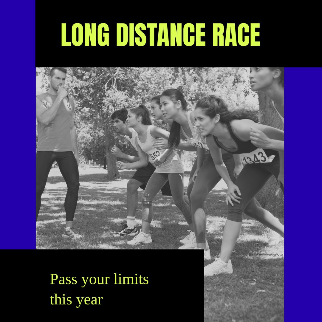 Diverse Group Preparing for Long Distance Race in Park Setting