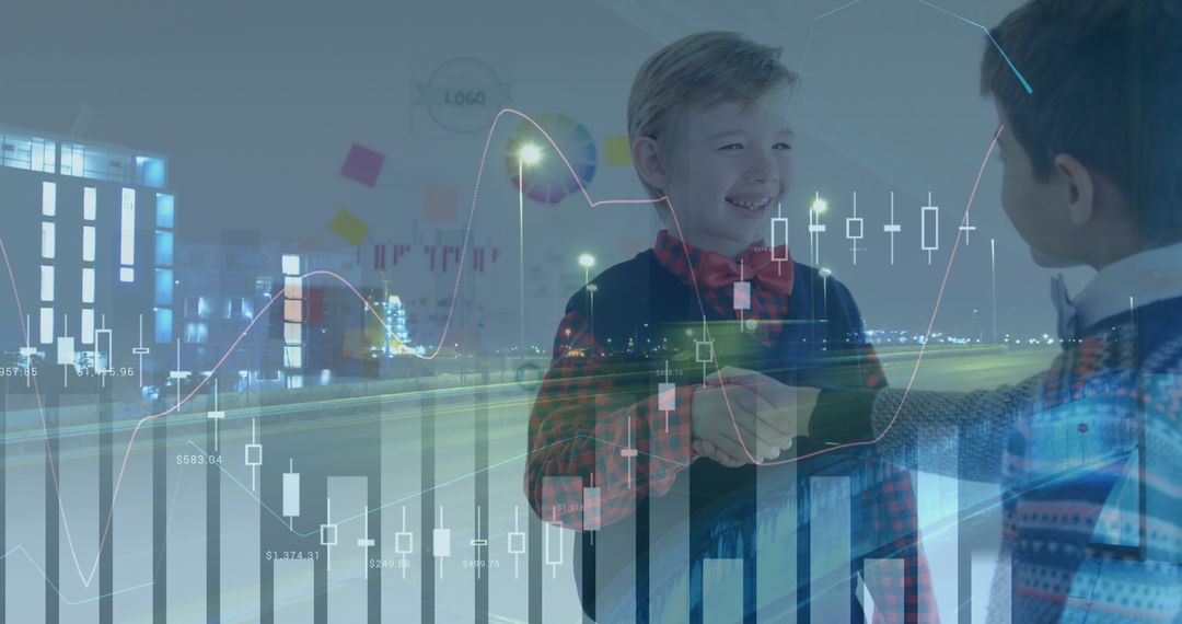 Business Agreement Between Schoolboys Over Financial Graphs