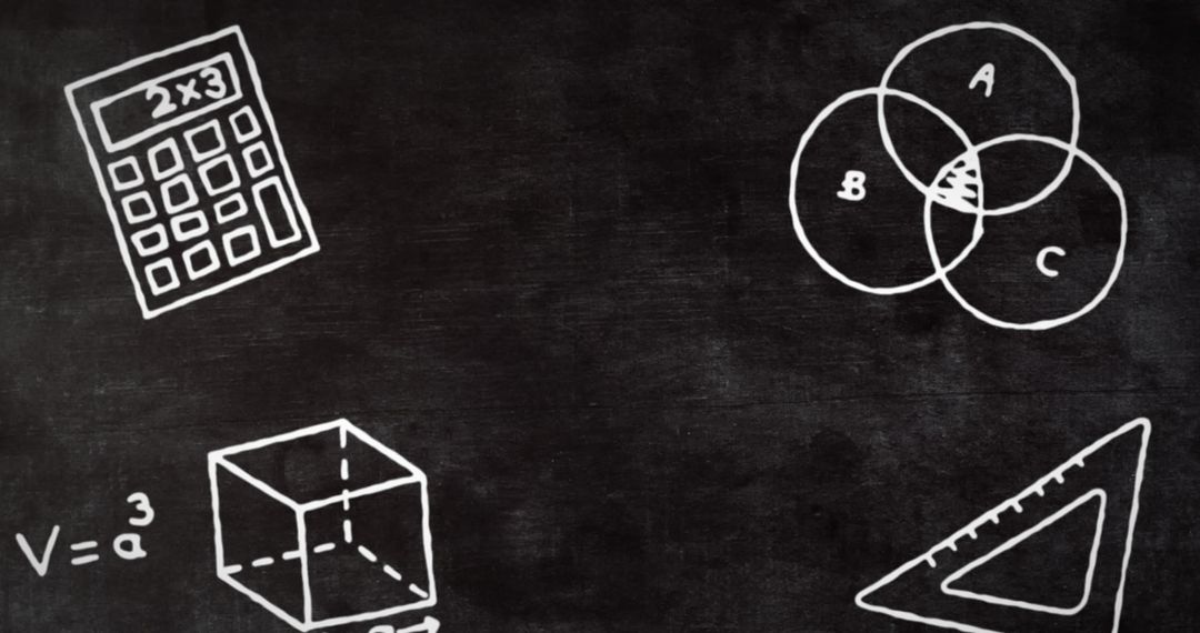 Mathematical Symbols on Chalkboard with Copy Space