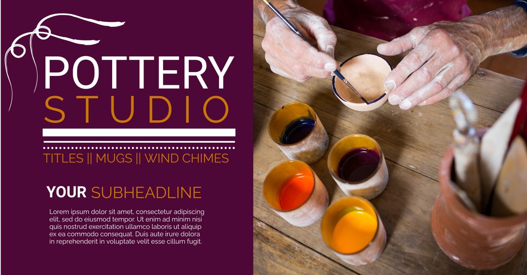 Artisan Crafting in Pottery Studio with Colorful Glazes