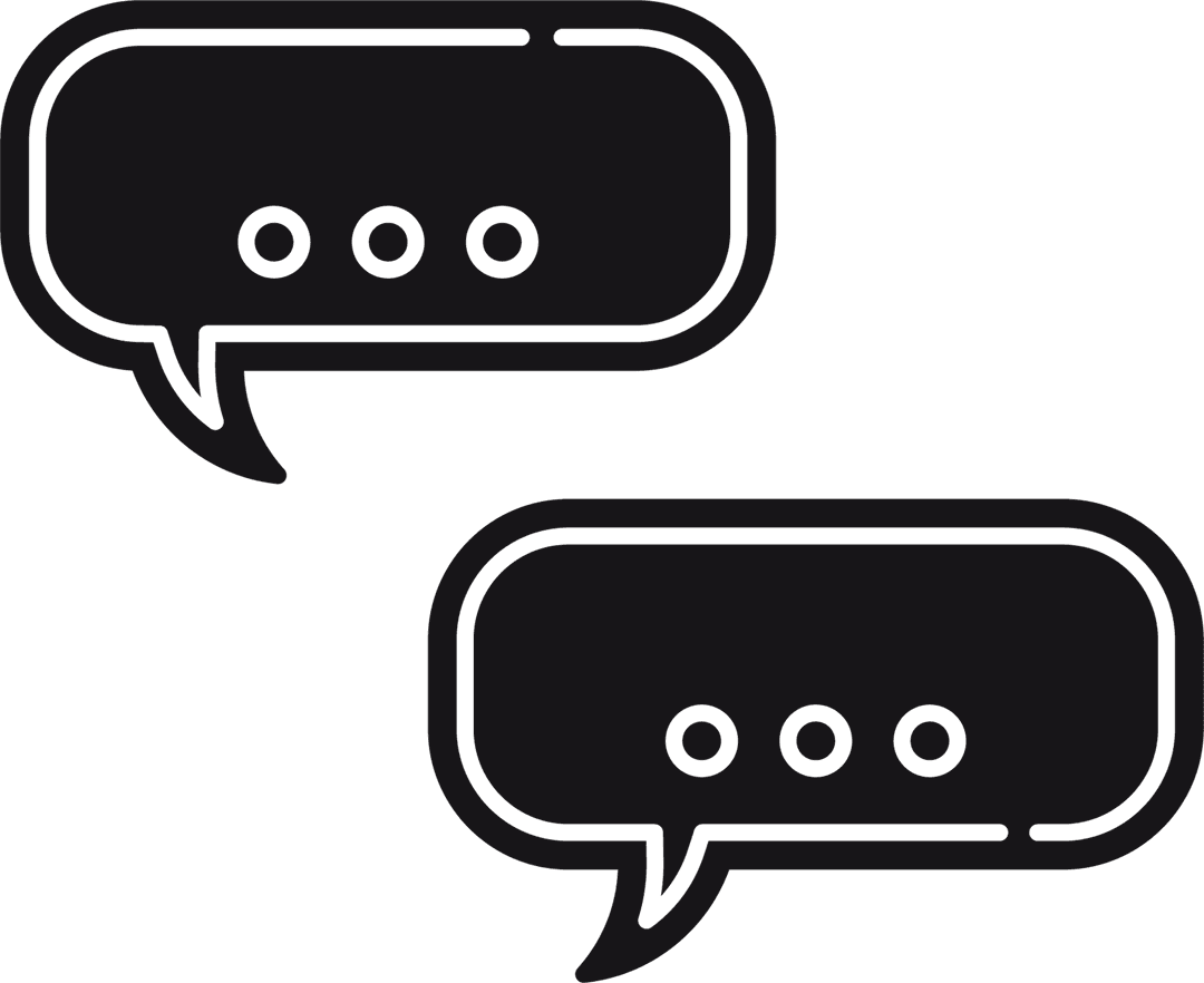 Black Speech Bubbles on Transparent Background for Communication