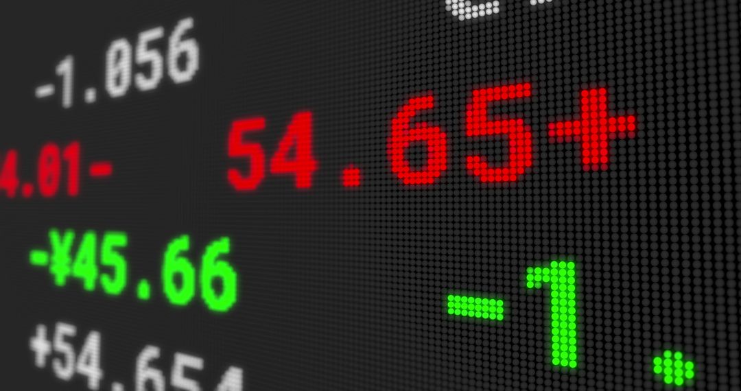 Digital Stock Exchange Display Showing Real-Time Market Data