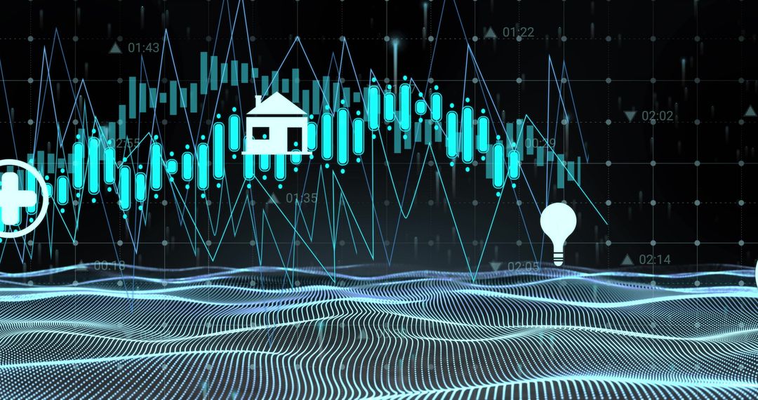 Digital Data Wave and Financial Chart with AI Elements