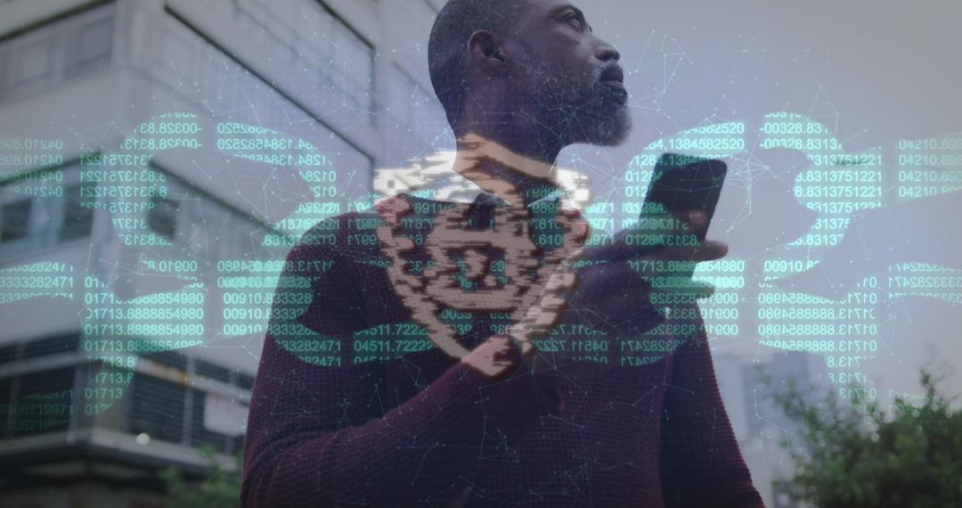 Health Professional Analyzing Digital Data on Smartphone in Urban Environment