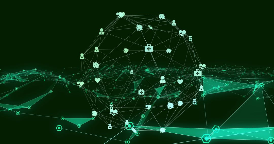 Dynamic Digital Network Sphere with Connectivity Icons