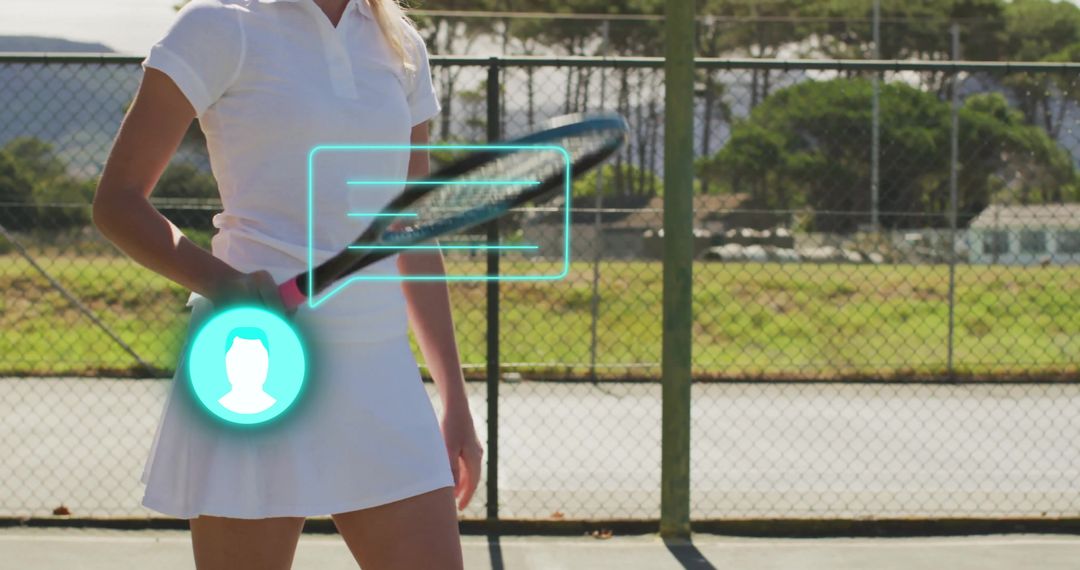 Tennis Player with Futuristic Digital Interface Elements