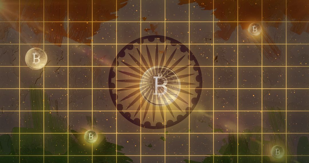 Indian Flag with Bitcoins Representing Cryptocurrency Concept