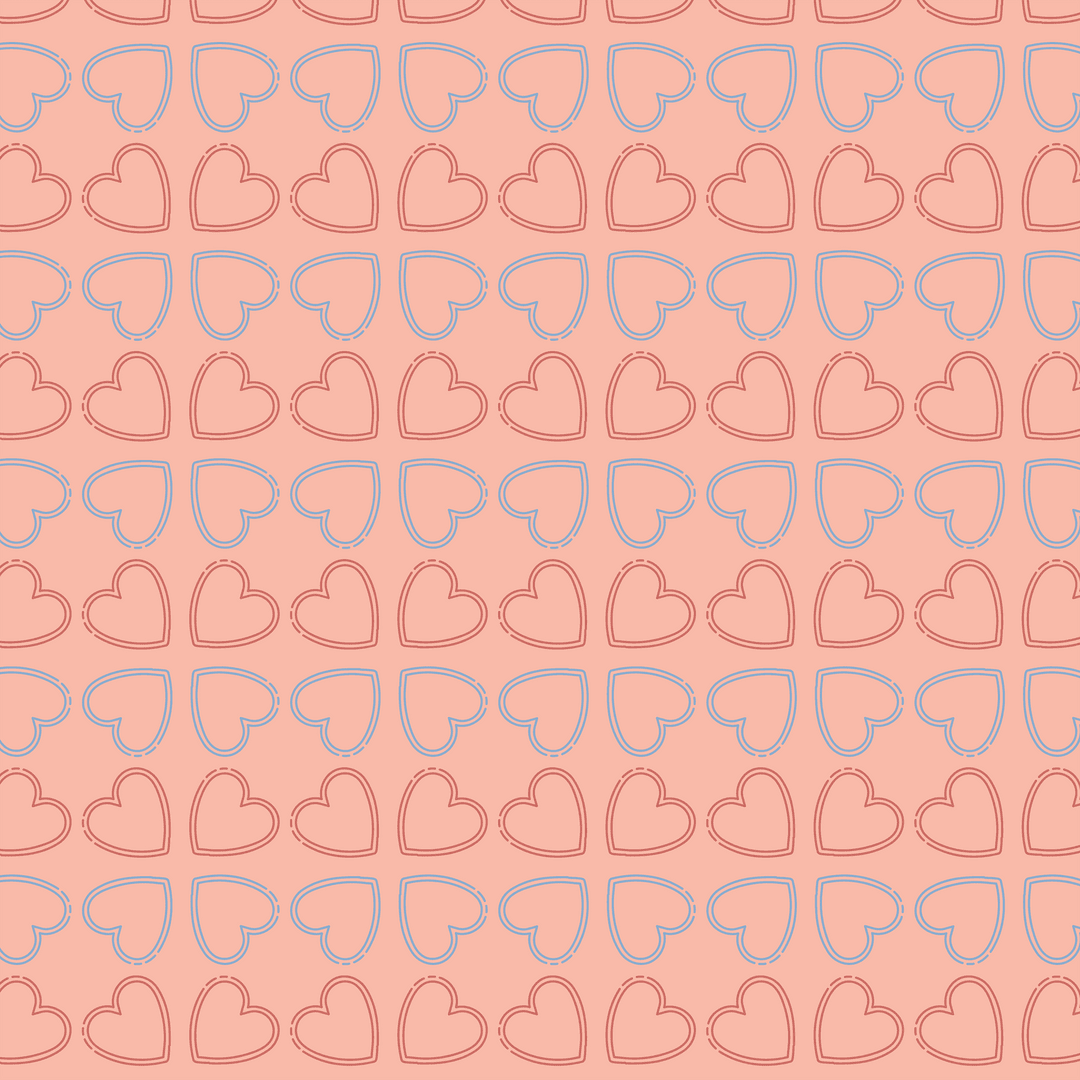Red and Blue Heart Pattern on Transparent Background
