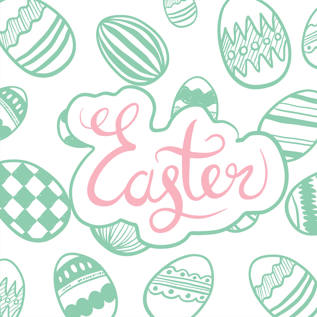 Easter Egg Design with Elegant Text on Transparent Background