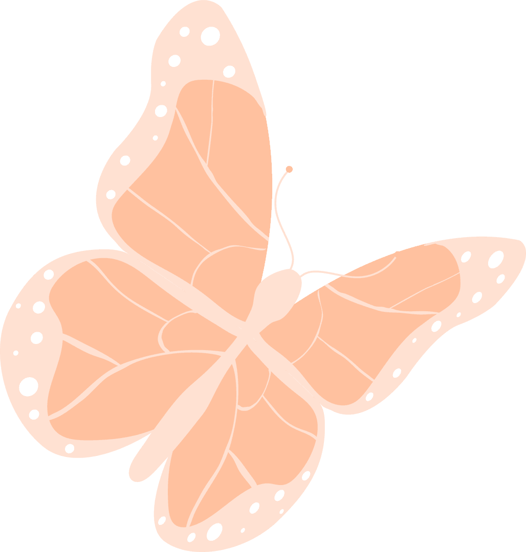Elegant Peach-Pink Butterfly with Transparent Wings in Minimalist Style