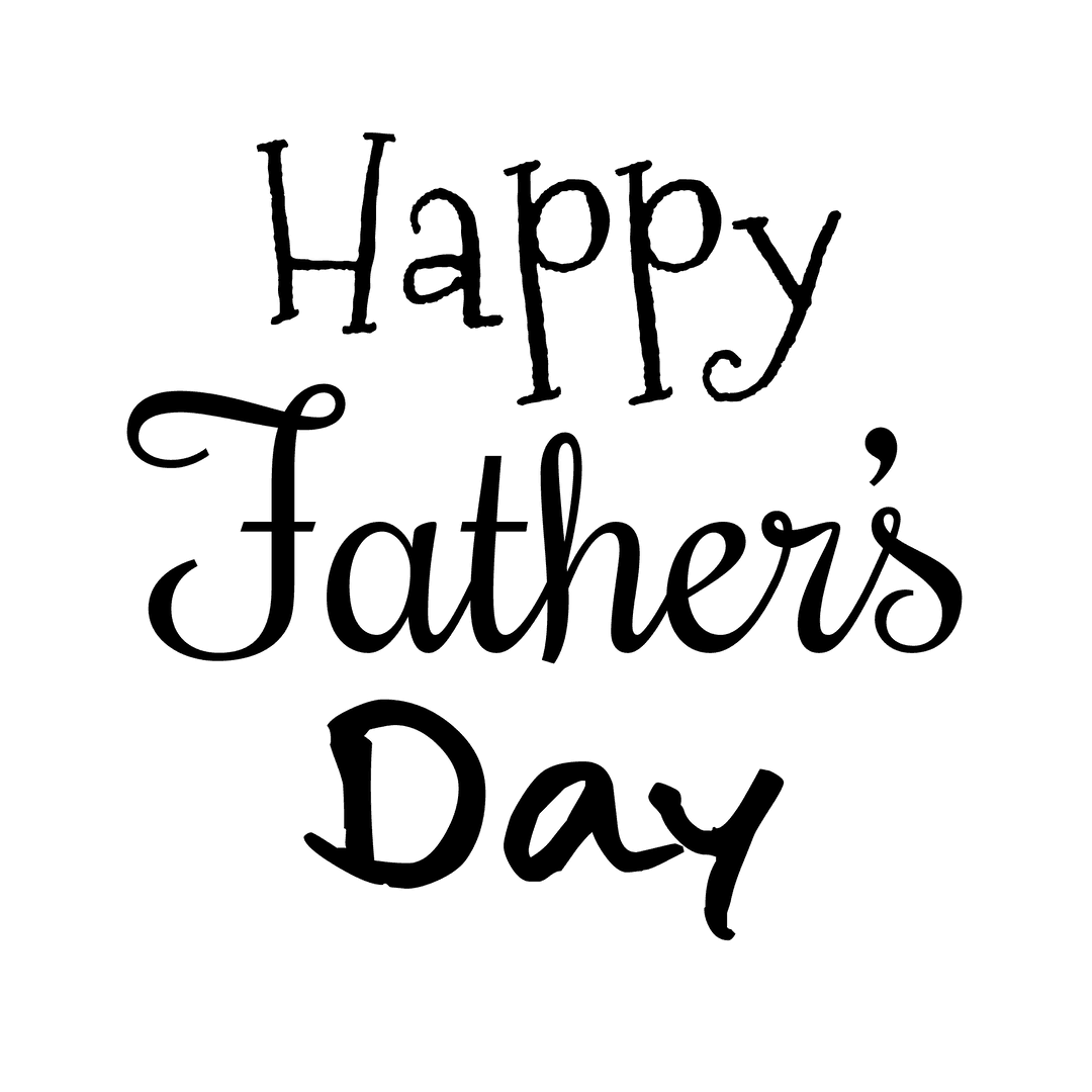 Happy Father's Day Text in Decorative Style on Transparent Background