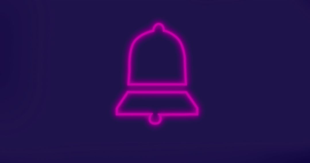 Neon Pink Bell Icon Glowing on Dark Background