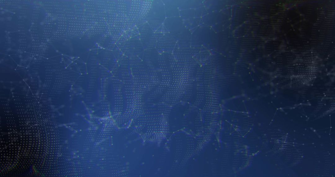 Glowing Blue Digital Network Point Cloud Linking Nodes with Thin Lines and Mesh Background