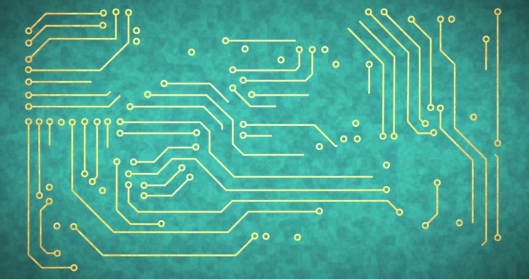 Gold Circuit Paths on Blue Background for Tech Design