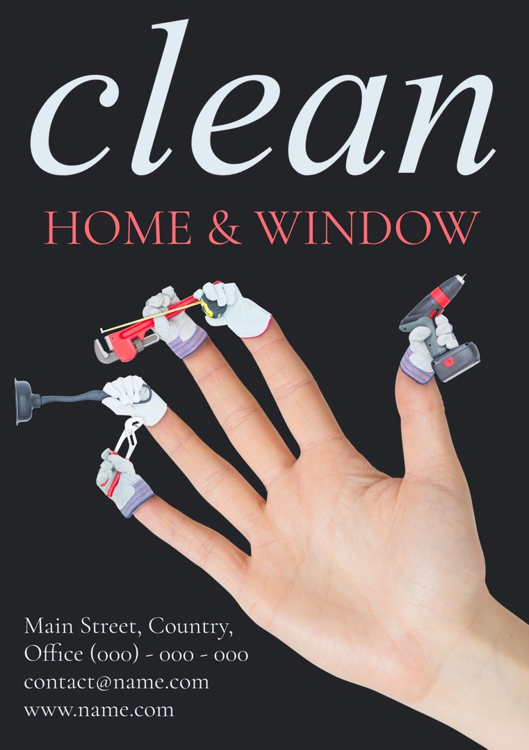 Promoting Cleaning Services with Hand and Tiny Tools Visualization