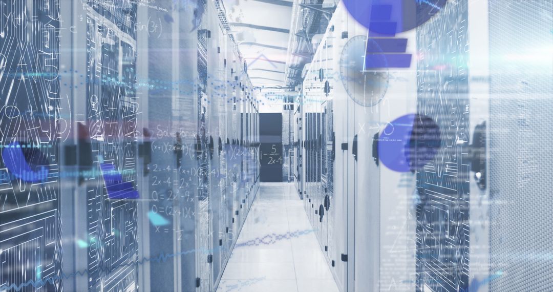 Mathematical Equations Overlay on Data Center