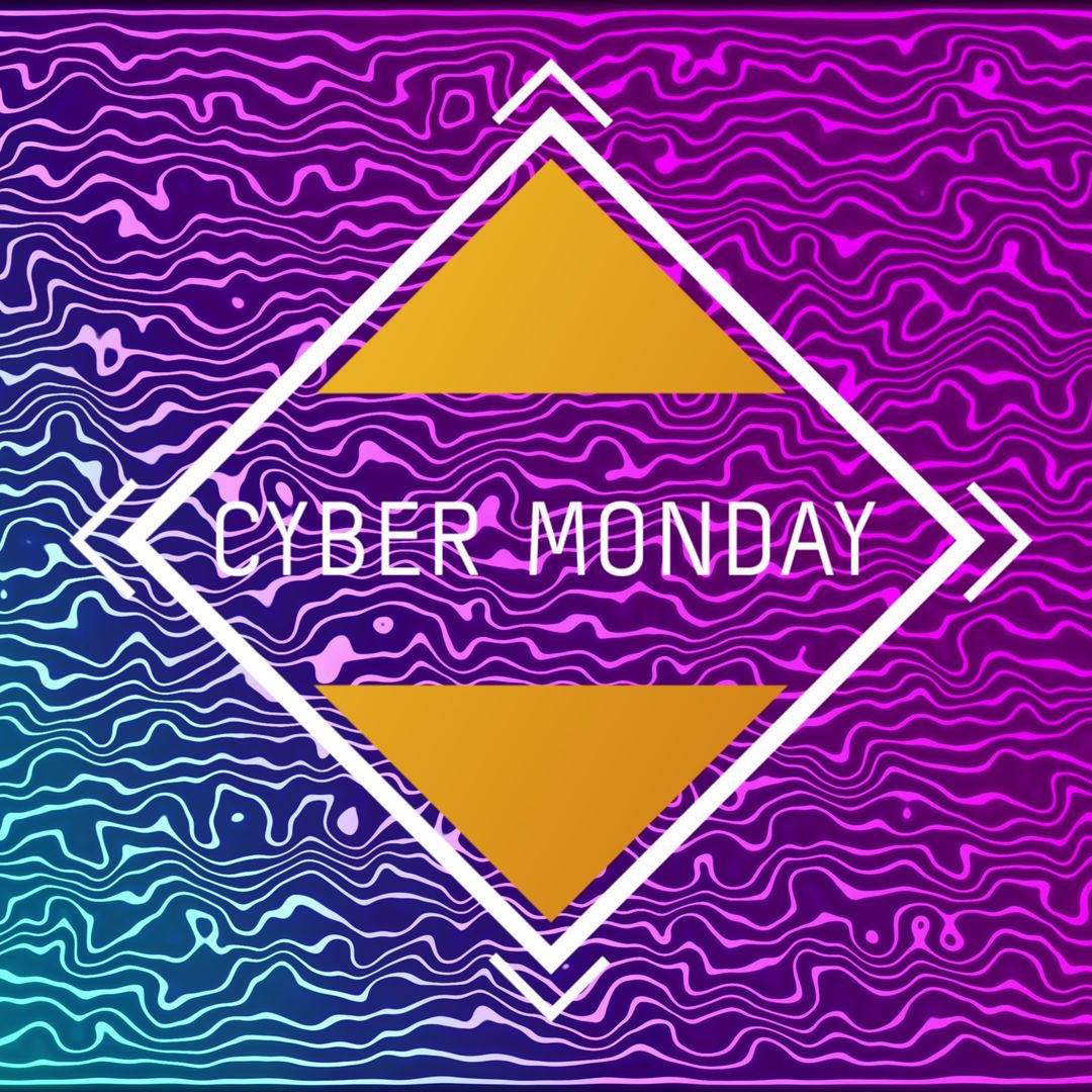 Vibrant Neon Waves Promotional Cyber Monday Template