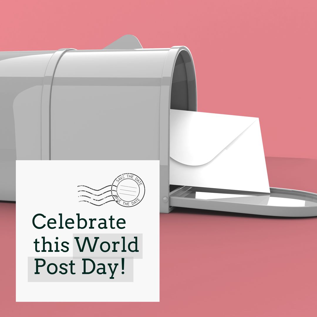 World Post Day Celebration Concept with Mailbox and Envelope